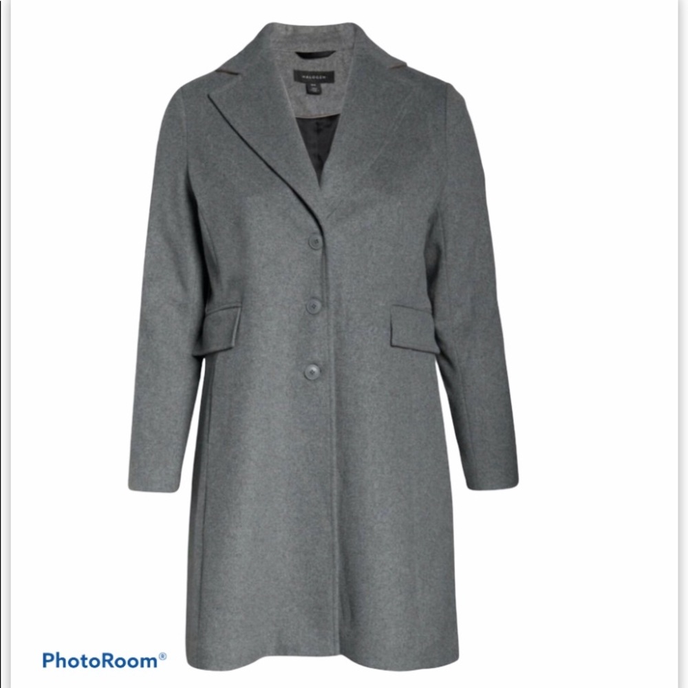 NWT Halogen Wool Blend GREY Topcoat PLUS